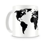 Tasse mit dem Motiv Weltkarte Tasse Modellnummer  wei/schwarz