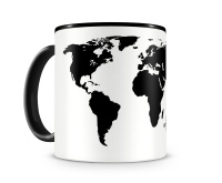 Tasse mit dem Motiv Weltkarte Tasse Modellnummer  schwarz/schwarz