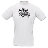 T-Shirt Schmetterlinge Grunge Retro T-Shirt Modellnummer 000912-010-402  wei�/schwarz