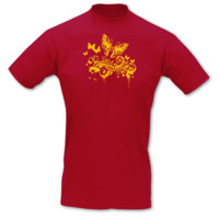T-Shirt Schmetterlinge Grunge Retro T-Shirt Modellnummer 000912-904-410  rot/goldgelb