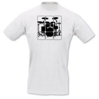 T-Shirt Schlagzeug T-Shirt Modellnummer  wei/schwarz