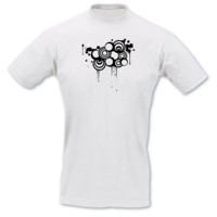 T-Shirt Retro Grunge Kreise T-Shirt Modellnummer 000918-010-402  wei�/schwarz