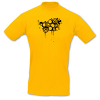 T-Shirt Retro Grunge Kreise T-Shirt Modellnummer 000918-020-402  goldgelb/schwarz