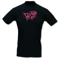 T-Shirt Retro Grunge Kreise T-Shirt Modellnummer 000918-070-462  schwarz/fuchsia