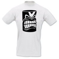 T-Shirt Tiki Statue T-Shirt Modellnummer 000920-010-402  wei�/schwarz