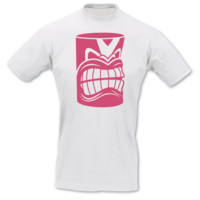 T-Shirt Tiki Statue T-Shirt Modellnummer 000920-010-462  wei�/fuchsia