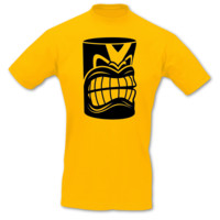 T-Shirt Tiki Statue T-Shirt Modellnummer 000920-020-402  goldgelb/schwarz