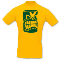 T-Shirt Tiki Statue T-Shirt Modellnummer 000920-020-404  goldgelb/gr�n