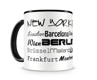 Tasse mit dem Motiv Stdtenamen weltweit Tasse Modellnummer  schwarz/schwarz