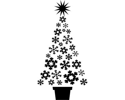 Schneeflocken Weihnachtsbaum Wandtattoo