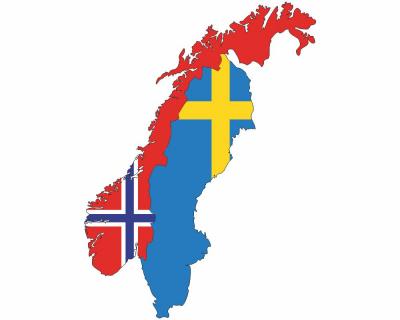 Skandinavien Wandtattoo mit den Nationalflaggen Wandtattoo