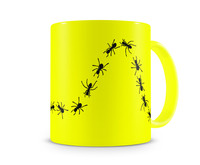 Tasse mit dem Motiv Ameisenstrasse Tasse Modellnummer  neon gelb/schwarz