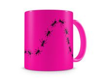 Tasse mit dem Motiv Ameisenstrasse Tasse Modellnummer  neon pink/schwarz