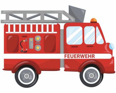 Buntes Wandtattoo "Cooles Feuerwehrauto"