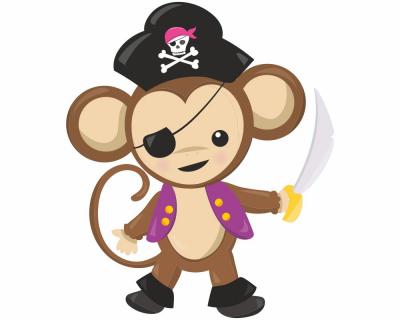 Pinker Piraten Affe Aufkleber