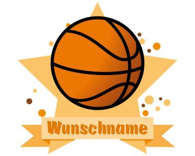 Buntes Wandtattoo Trschild "Basketball"