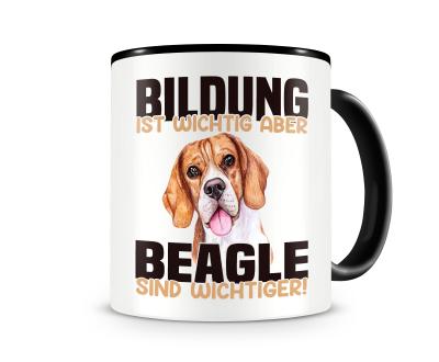 Tasse mit dem Motiv Bildung Wichtig Beagle Wichtiger