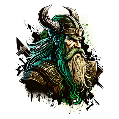 Buntes Wandtattoo "Green Viking Warrior"