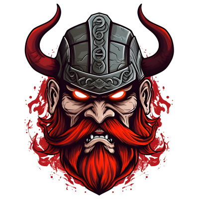 Buntes Wandtattoo "Evil Viking Rage"