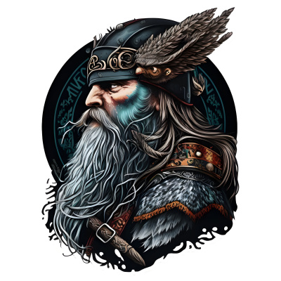Buntes Wandtattoo "Old Viking"