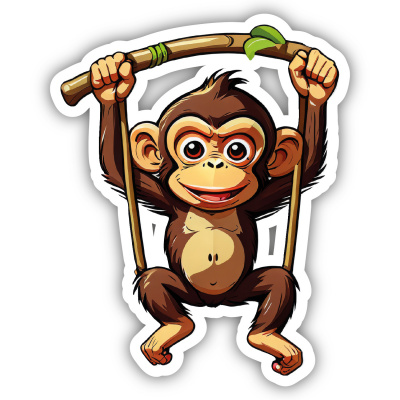 Kleiner Affe mit Schaukel  Aufkleber Cartoon