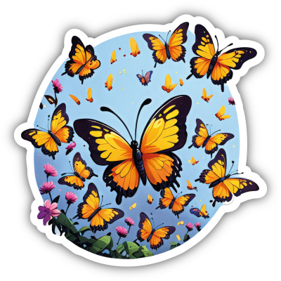 Schmetterling Schwarm Aufkleber Cartoon
