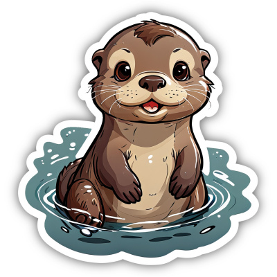 Kleiner Otter Aufkleber Cartoon