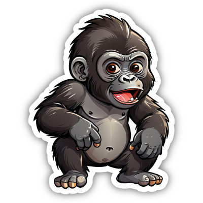 Kleiner Gorilla Aufkleber Cartoon