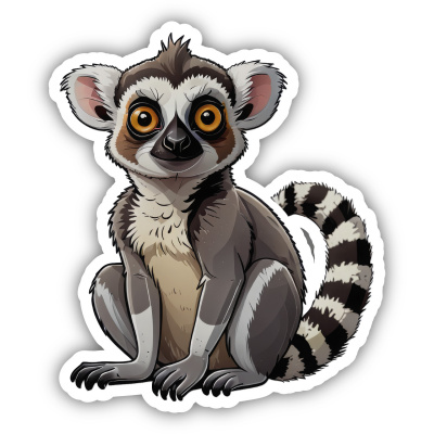 Kleiner Lemur Aufkleber Cartoon