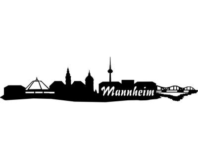 Wandsticker Mannheim Skyline  schwarz 30x6,9cm Sonderangebot