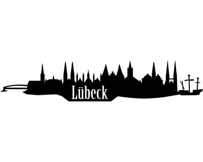 Wandsticker Lbeck Skyline  schwarz 30x6,1cm Sonderangebot