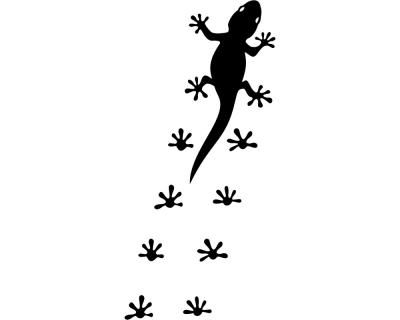 Gecko mit Fußabdrücken