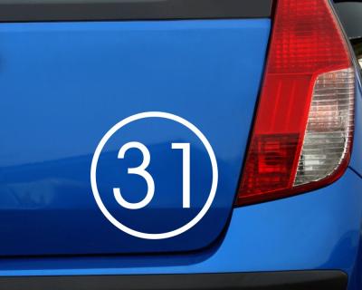 2 x Startnummern Rund Outline Aufkleber