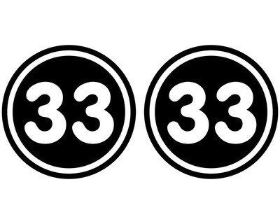2 x Startnummern Rund Aufkleber - Ansicht 1
