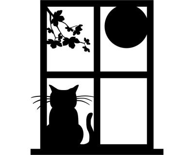 Katzenfenster Wandtattoo Motiv A - Ansicht 1
