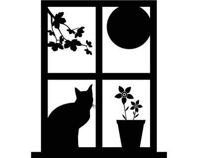 Katzenfenster Wandtattoo Motiv B