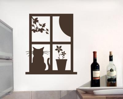 Katzenfenster Wandtattoo Motiv C - Ansicht 2
