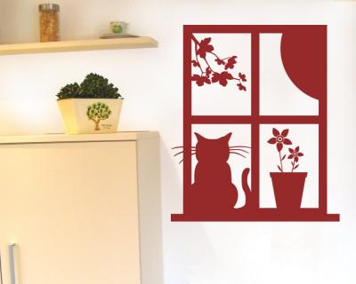 Katzenfenster Wandtattoo Motiv C