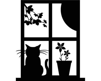 Katzenfenster Wandtattoo Motiv C - Ansicht 1