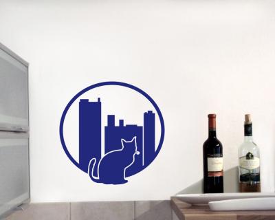 Katzenfenster Wandtattoo Grostadt - Ansicht 2