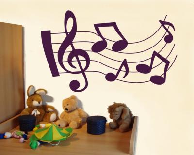 Musiknoten Wandtatto geschwungen