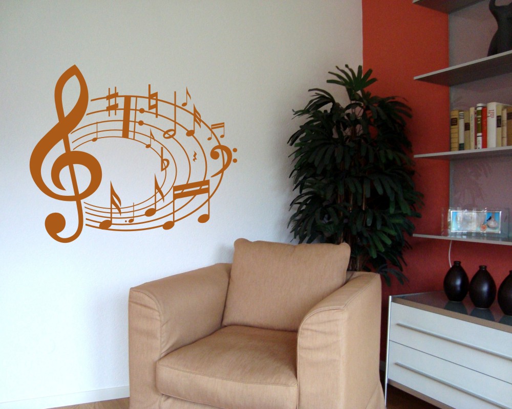 Musiknoten Wandtattoo – Goldmetalleffekt, 20x18 Cm, Konturgeschnitten, Rückstandslos Entfernbar