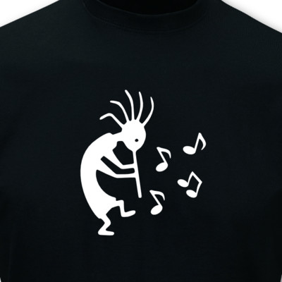 T-Shirt Kokopelli schwarz/wei S Sonderangebot