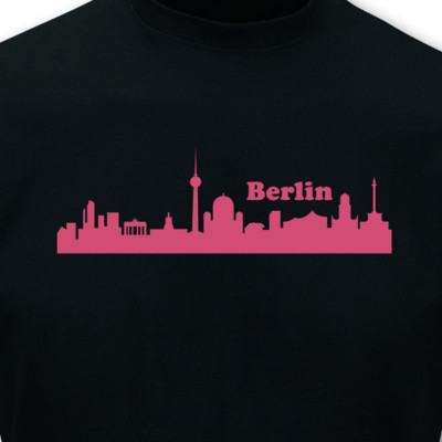 T-Shirt Berlin Skyline schwarz/fuchsia M Sonderangebot