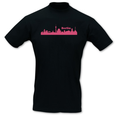 T-Shirt Berlin Skyline schwarz/fuchsia M