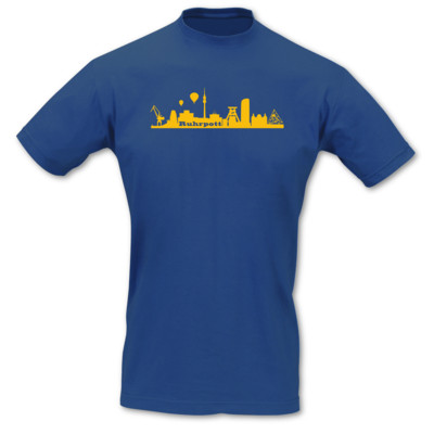 T-Shirt Ruhrpott Skyline royal blau/goldgelb L