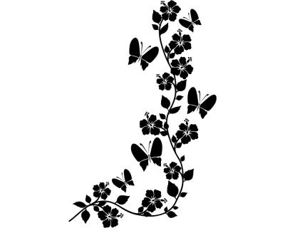 Blumenranke Wandtattoo rechtwinklig klein - Ansicht 1