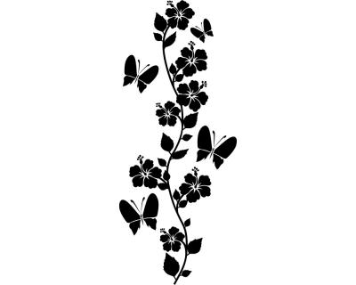 Blumenranke Wandtattoo lang klein - Ansicht 1