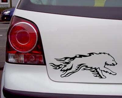 Flammensticker laufender Wolf 629 Aufkleber