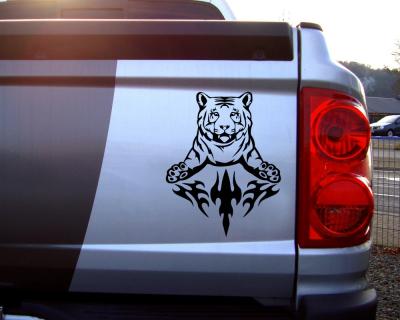 Flammenaufkleber springender Tiger Motiv 642 - Ansicht 2